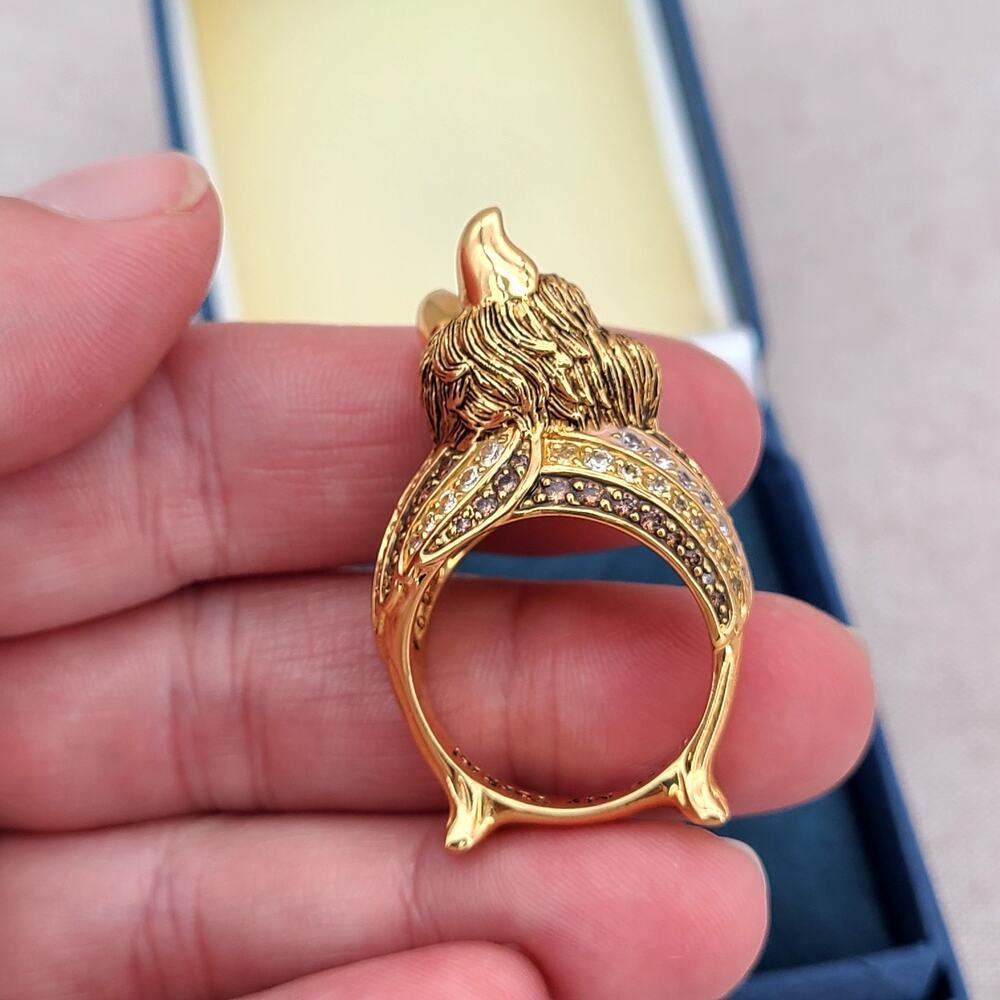 Bradford Exchange I Love My Yorkie 18k Gold Plated Ring Swarovski Crystals 10.5 - Picture 5 of 10